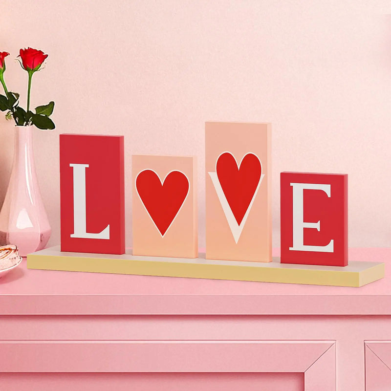 OLANRUN Valentines Day Decorations Wooden LOVE Valentines Day Table Decor Sign Valentines Day Decorations for The Home Bedroom Office Mantel