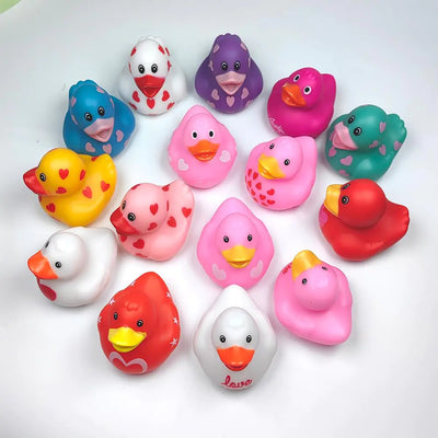 15 Pcs Assorted Rubber Duck Valentines Day Rubber Ducks Pink Valentine Heart DucksSmall Rubber Ducks in Bulk Baby Shower Bath Toy for for Jeep Ducking Birthday Party Favors Classroom Incentives