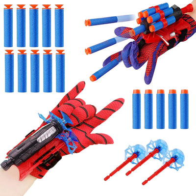 2 Packs Spider Web Shooters for Kids Plastic Launcher Glove with Wrist Set Web Shooter for Birthday Party Christmas Halloween Valentines Day for Kids