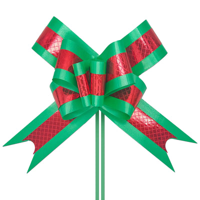 15 Pieces Large Gift Bows，6.5in Pull Bows for Gift Wrapping Suitable for Gift Boxes Baskets Birthdays Weddings Christmas Valentines Day Easter (6.5 inch Embossed Red/Green)