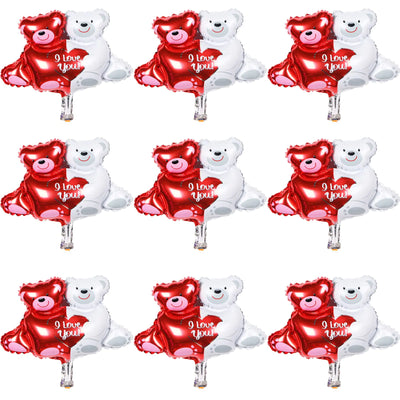15Pcs Valentines Day Balloons Mini Hugging Bear Foil Balloons for Valentines Day Wedding Anniversary Propose Marriage Party Decorations Supplies