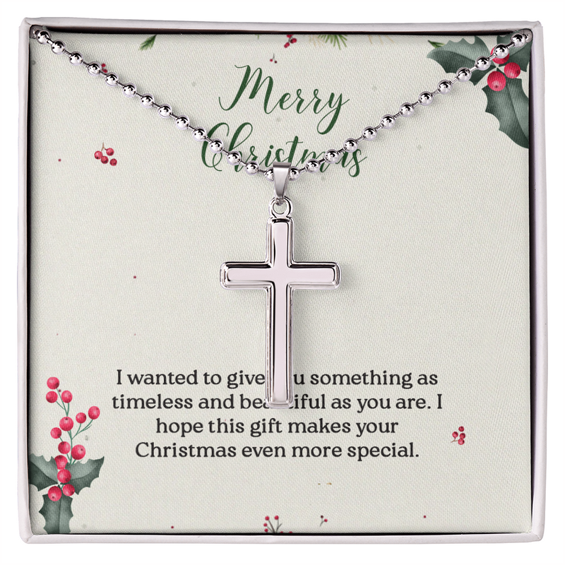 Artisan Cross Necklace with Ball Chain