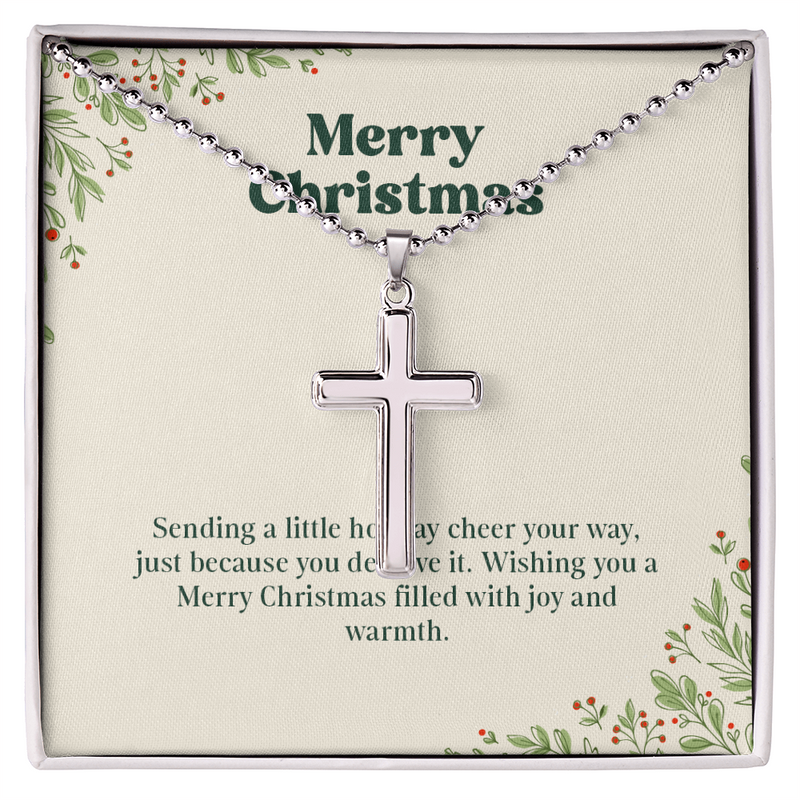 Artisan Cross Necklace with Ball Chain