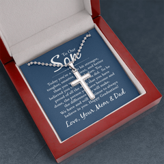 Artisan Cross Necklace with Ball Chain