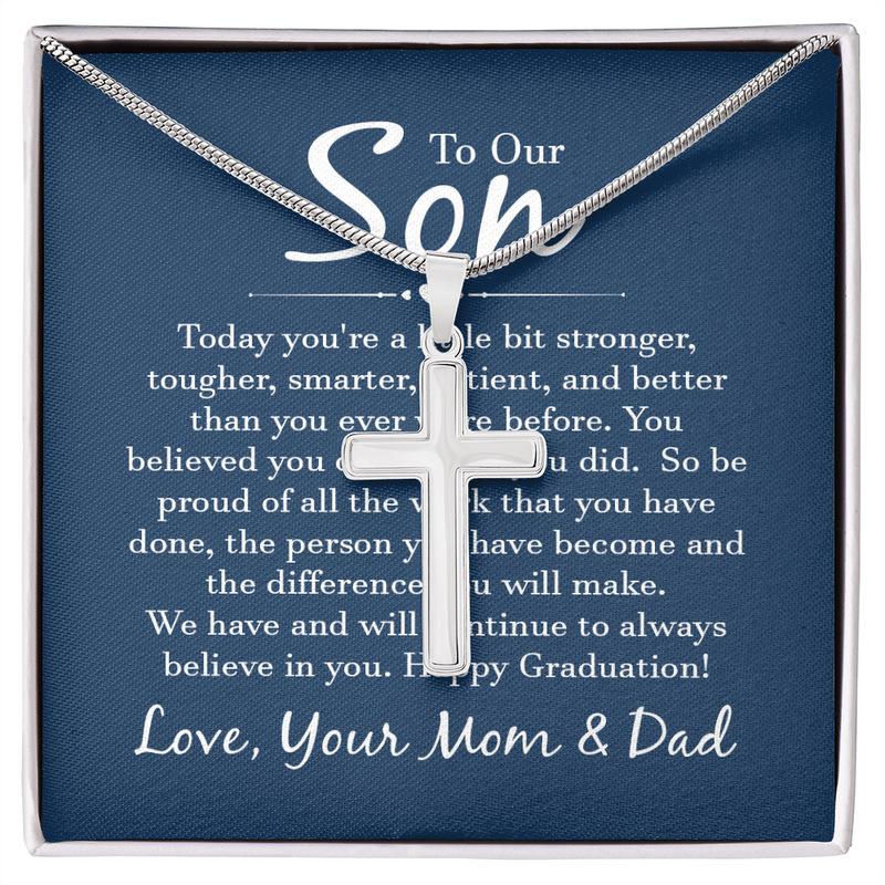 Artisan Cross Necklace with Snake Chain