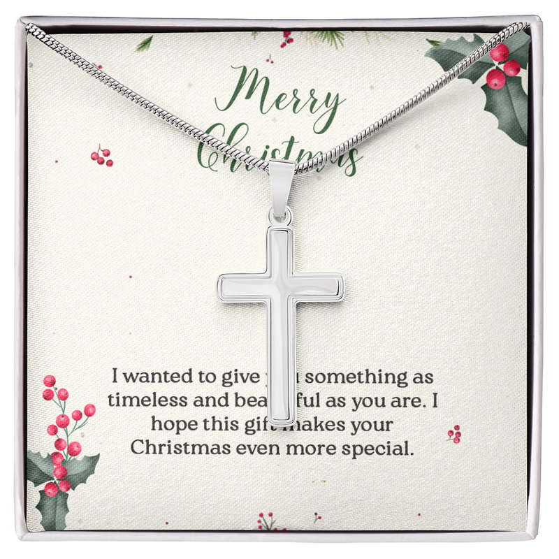 Artisan Cross Necklace with Snake Chain