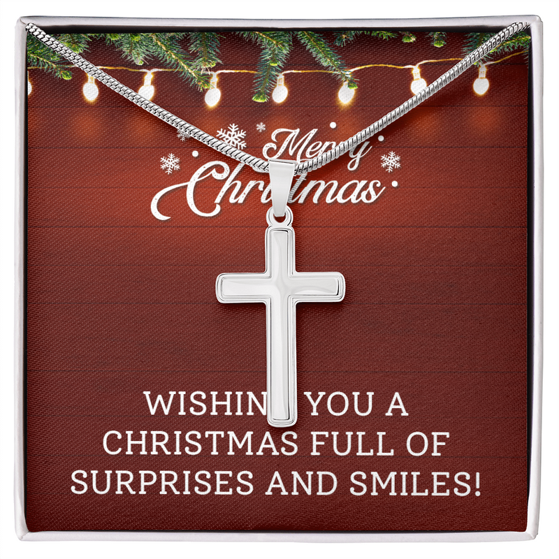 Artisan Cross Necklace with Snake Chain