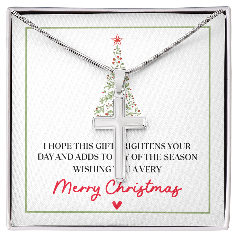 Artisan Cross Necklace with Snake Chain