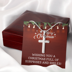 Artisan Cross Necklace with Snake Chain