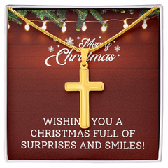 Artisan Cross Necklace with Snake Chain