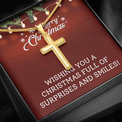 Artisan Cross Necklace with Snake Chain