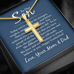 Artisan Cross Necklace with Snake Chain