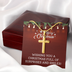 Artisan Cross Necklace with Snake Chain