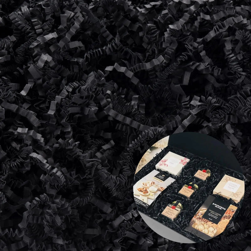 1/2 LB Black Crinkle Paper Filler Shredded Paper for Gift Baskets Crinkle Cut Paper for Christmas Wedding Birthday Anniversaries Valentines Box Bags Gift Wrapping Crafts Decoration WUINOID